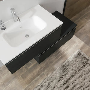 Mobile bagno sospeso 80 cm antracite due cassettoni con lavabo | Darwin