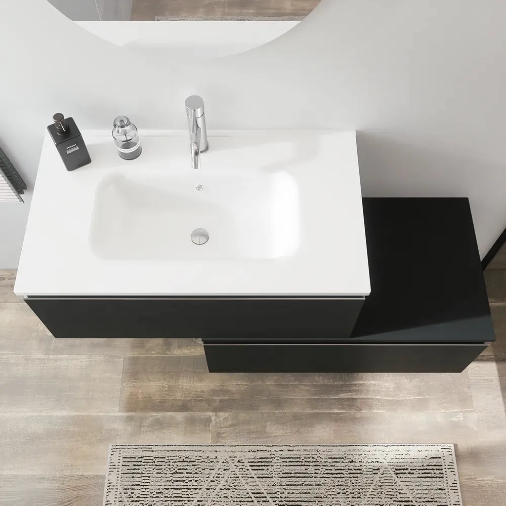 Mobile bagno sospeso 80 cm antracite due cassettoni con lavabo | Darwin