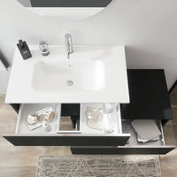 Mobile bagno sospeso 80 cm antracite due cassettoni con lavabo | Darwin