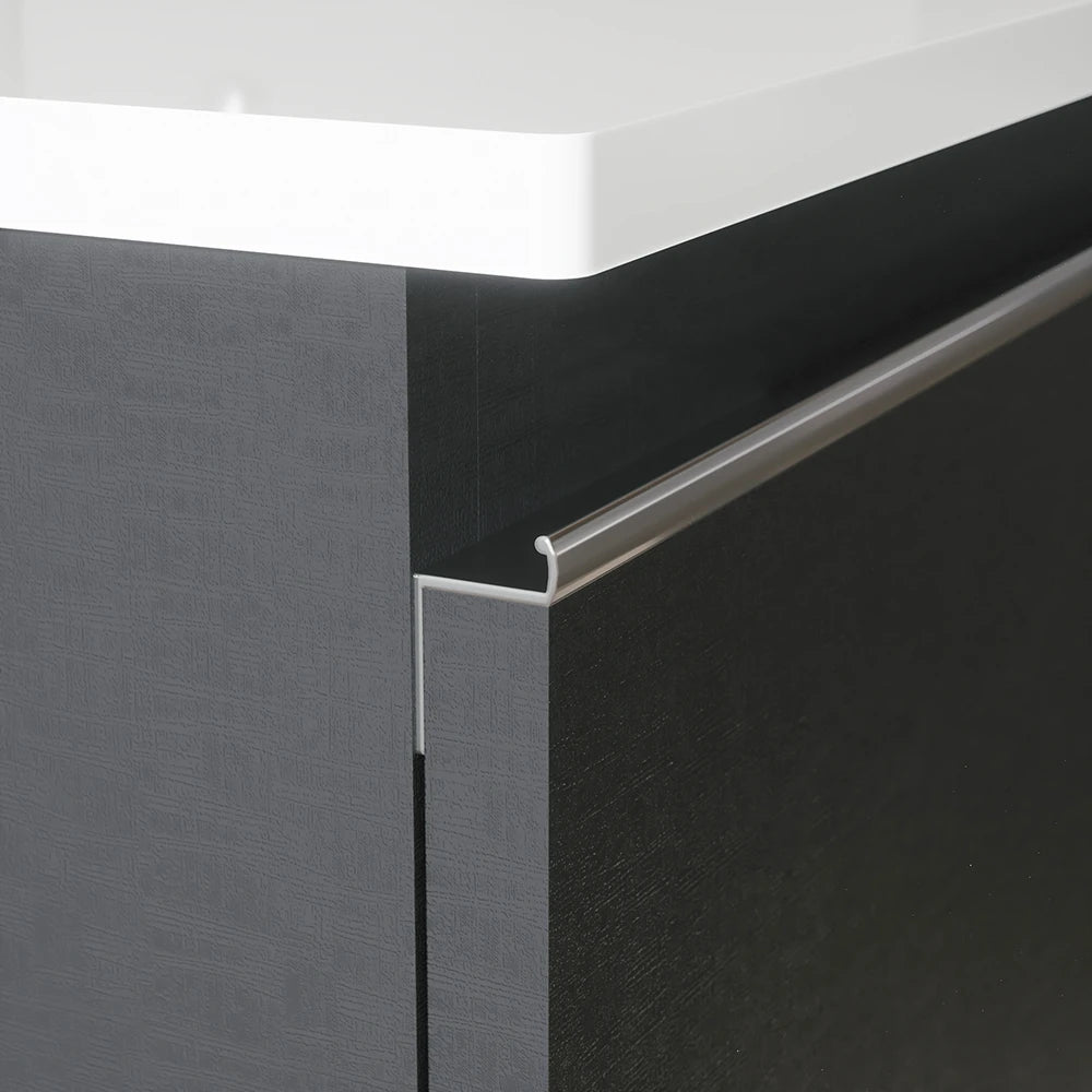 Mobile bagno sospeso 80 cm antracite due cassettoni con lavabo | Darwin