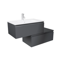 Mobile bagno sospeso 80 cm antracite due cassettoni con lavabo | Darwin