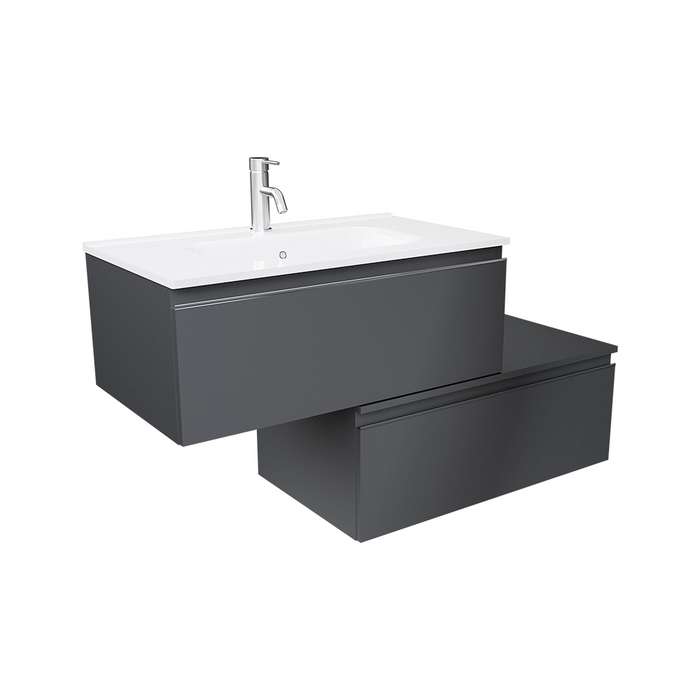 Mobile bagno sospeso 80 cm antracite due cassettoni con lavabo | Darwin