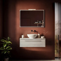 Mobile bagno sospeso 100cm rovere cenere un cassetto soft-close con top e specchio | Aoki
