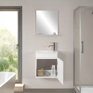 Mobile sospeso salvaspazio 45 cm bianco lucido con specchio Mini