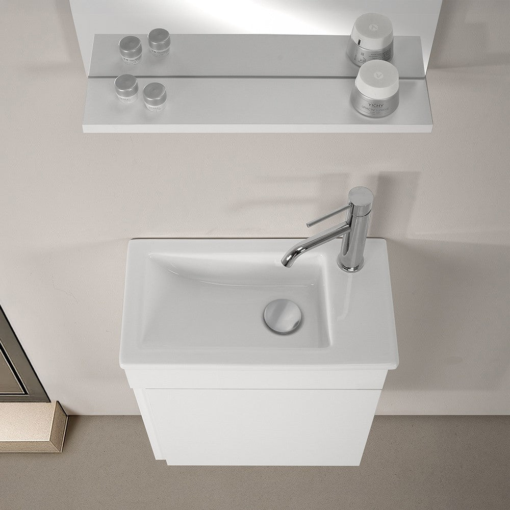 Mobile sospeso salvaspazio 45 cm bianco lucido con specchio Mini