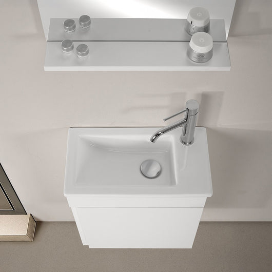 Mobile sospeso salvaspazio 45 cm bianco lucido con specchio Mini