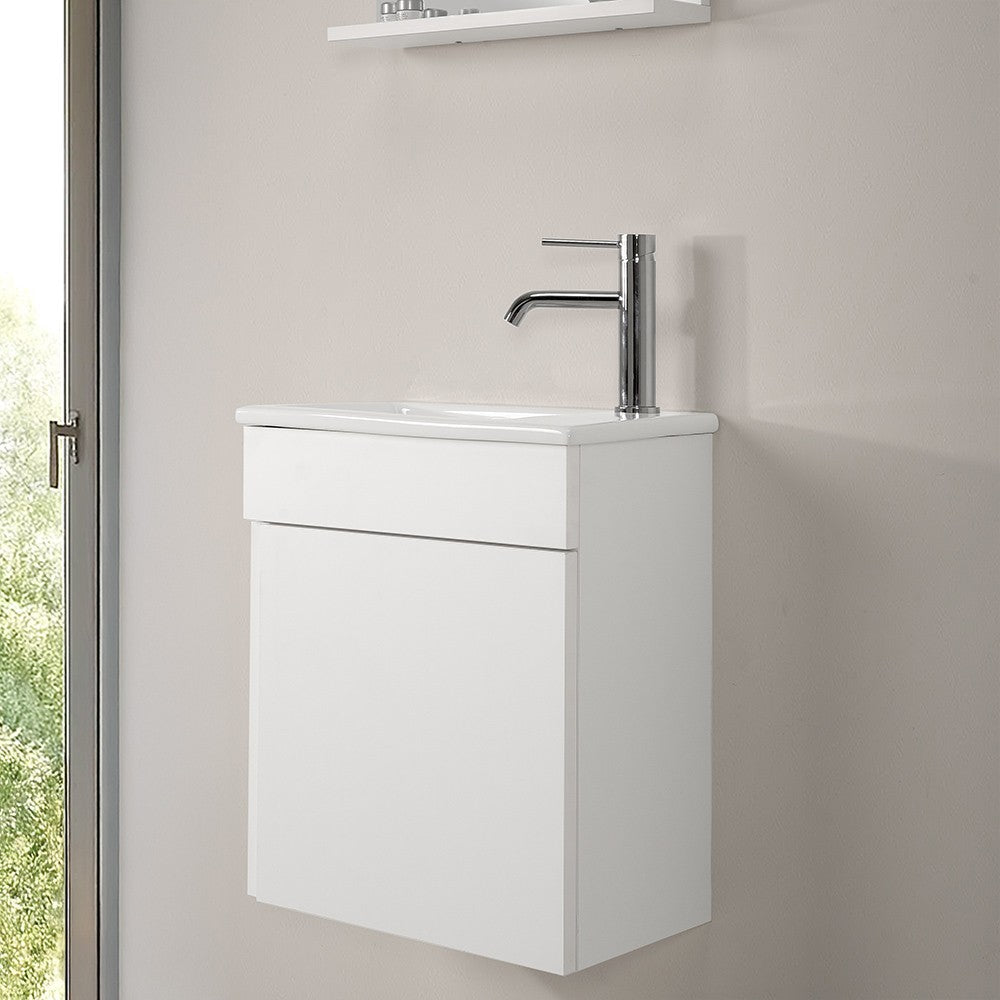 Mobile sospeso salvaspazio 45 cm bianco lucido con specchio Mini