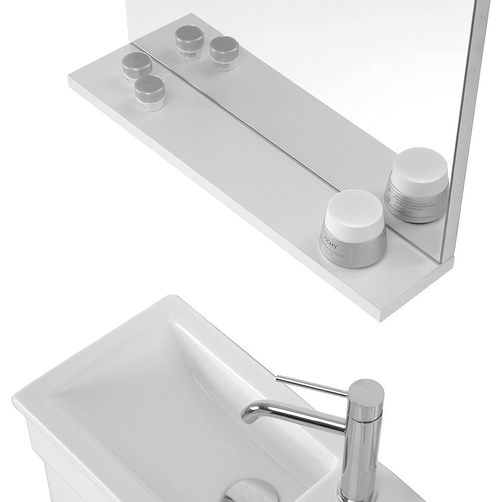 Mobile sospeso salvaspazio 45 cm bianco lucido con specchio Mini