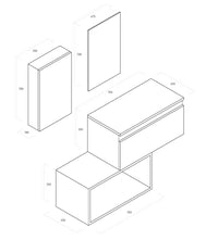 Mobile Bagno 70cm Sospeso Cassetto, Pensile, Vano a Giorno, Specchio E Lampada - Ossido