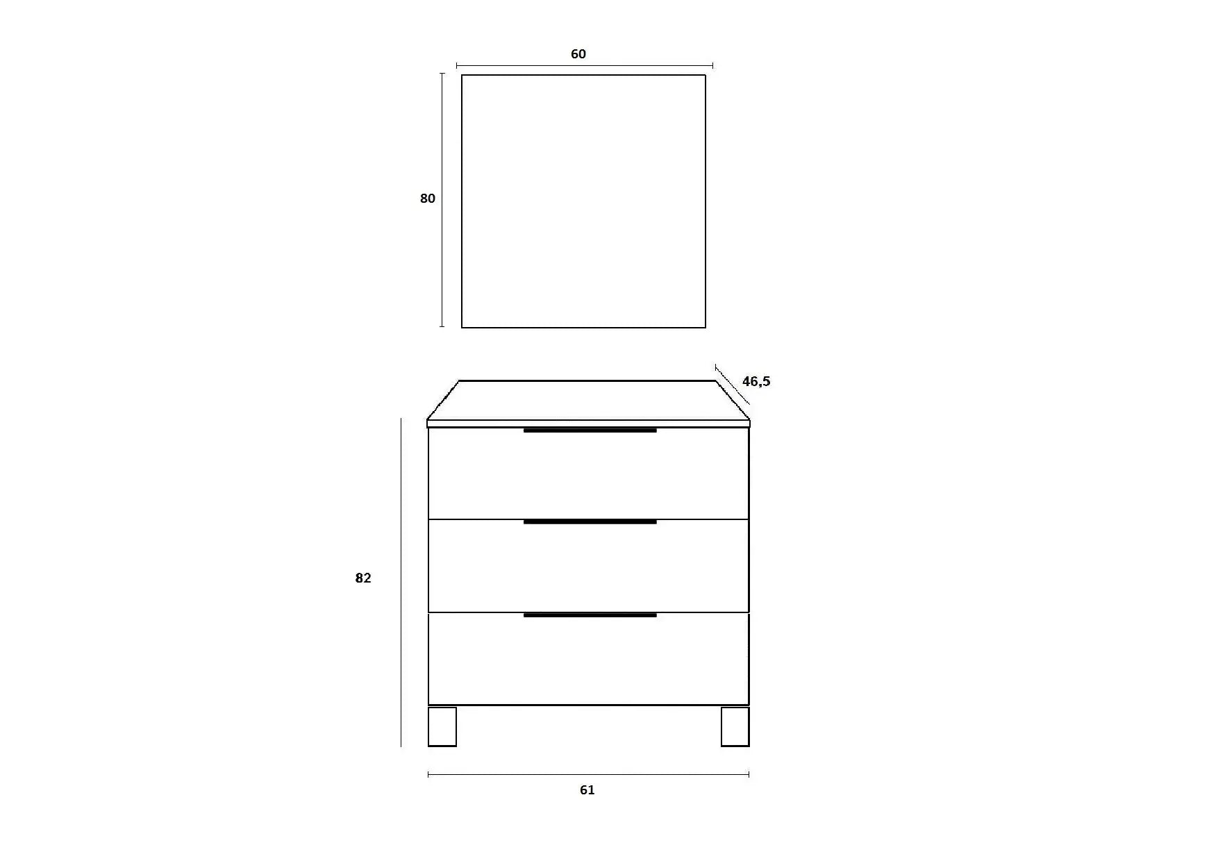 Mobile Bagno 60cm a Terra Con Tre Cassetti e Specchio - Testa di Moro