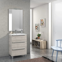 Mobile Bagno 60cm a Terra Con Tre Cassetti e Specchio - Sherwood