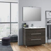 Composizione Mobile Bagno 80cm a Terra Con Tre Cassetti e Specchio - Testa di Moro