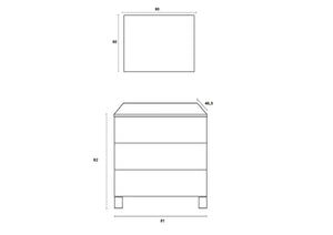 Composizione Mobile Bagno 80cm a Terra Con Tre Cassetti e Specchio - Cemento