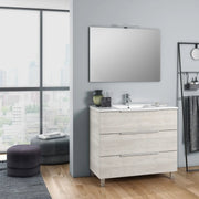 Composizione Mobile Bagno 100cm a Terra Con Tre Cassetti e Specchio - Sherwood