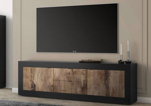 Mobile porta tv design moderno, 2 ante e 2 cassetti, Nero e Pero ZLCBSC-PTNP2GR