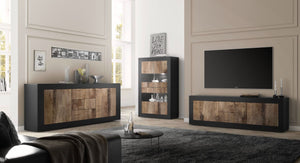 Mobile porta tv design moderno, 2 ante e 2 cassetti, Nero e Pero ZLCBSC-PTNP2GR