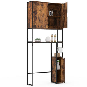IDMarket - Mobile WC 3 in 1 con armadietti in legno scuro DAYTON design industriale