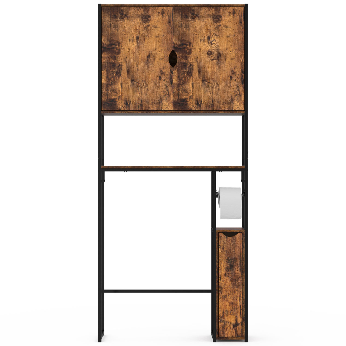 IDMarket - Mobile WC 3 in 1 con armadietti in legno scuro DAYTON design industriale