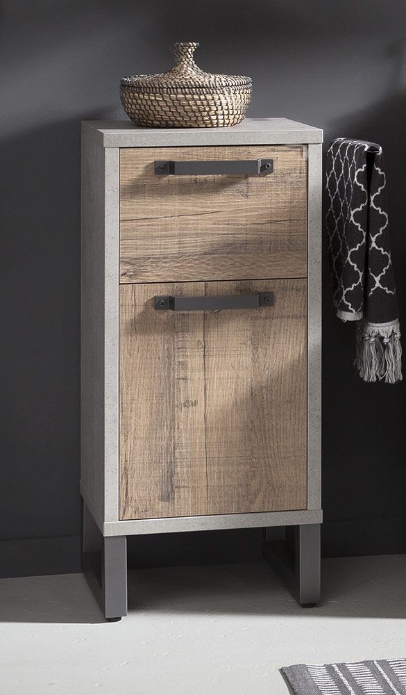 Mobile x bagno in finitura cemento e rovere invecchiato ZCMFBR805