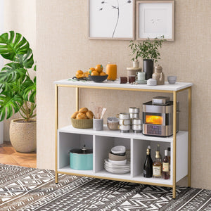 Mobile a 3 livelli in legno con mensola aperta telaio in acciaio 3 scomparti-Credenza multiuso da cucina Bianco