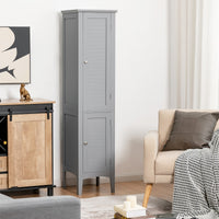 Mobile bagno alto con 2 ante 5 vani, Colonna bagno da terra salvaspazio 37x37x160cm Grigio-Armadietti da bagno