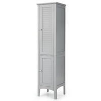 Mobile bagno alto con 2 ante 5 vani, Colonna bagno da terra salvaspazio 37x37x160cm Grigio-Armadietti da bagno
