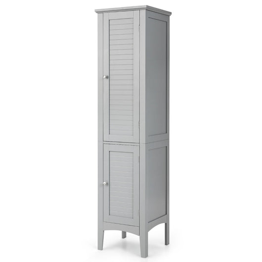 Mobile bagno alto con 2 ante 5 vani, Colonna bagno da terra salvaspazio 37x37x160cm Grigio-Armadietti da bagno