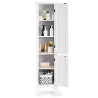 Mobile bagno alto con 2 ante 5 vani, Colonna bagno da terra salvaspazio 37x37x160cm Bianco-Armadietti da bagno