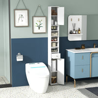 Mobile colonna da bagno con 2 ante 1 cassetto e 5 ripiani regolabili-Colonna bagno da terra salvaspazio Bianco