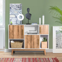 Mobile moderno con 3 ante e scompartimenti-Credenza multiuso ideale per casa e ufficio Bianco e caff¨¨