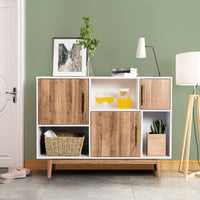 Mobile moderno con 3 ante e scompartimenti-Credenza multiuso ideale per casa e ufficio Bianco e caff¨¨