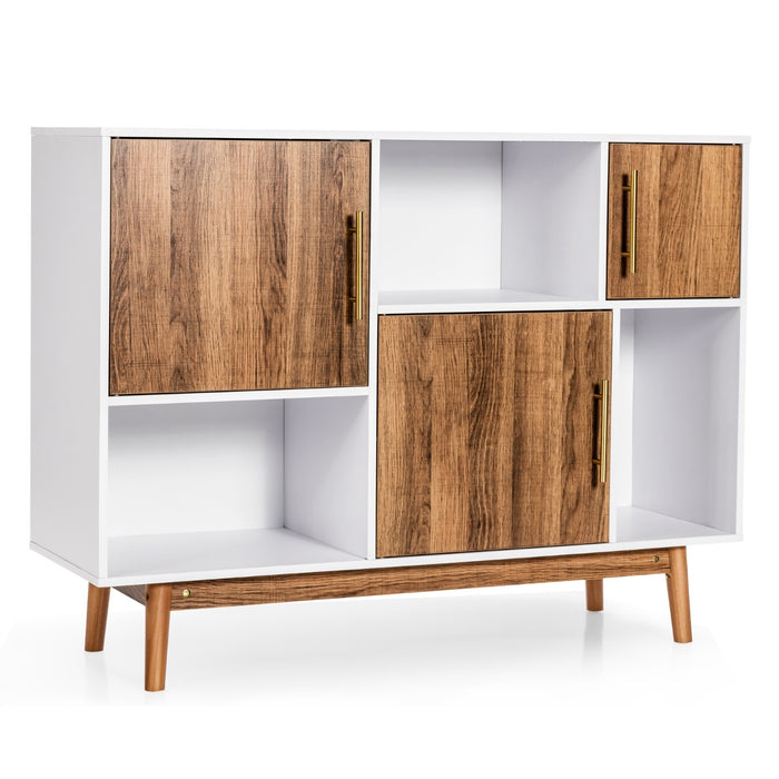 Mobile moderno con 3 ante e scompartimenti-Credenza multiuso ideale per casa e ufficio Bianco e caff¨¨