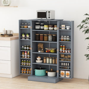 Mobile da cucina con 2 ante e dispositivi anti-ribaltamento contenitore-Mobile credenza per soggiorno Grigio