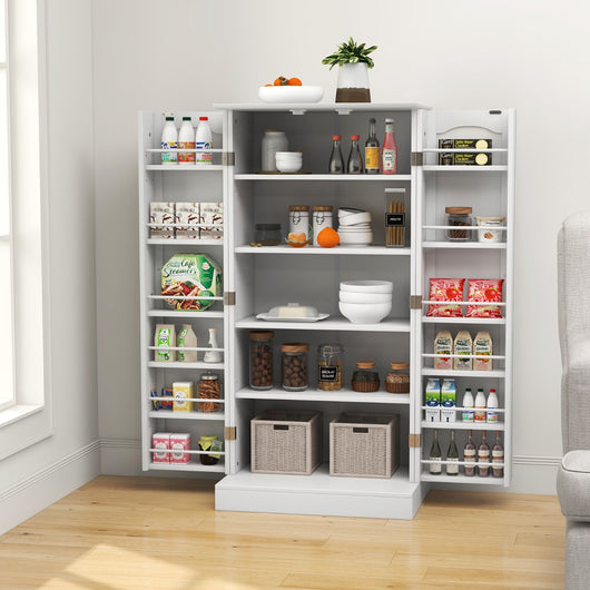 Mobile da cucina con 2 ante e dispositivi anti-ribaltamento contenitore, Mobile credenza per soggiorno Bianco-Credenze buffet