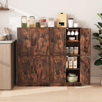 Mobile da bagno mobiletto da 110cm con 4 ante e ripiani regolabili, Mobile dispensa da cucina per soggiorno Marrone rustico-Armadietti da bagno