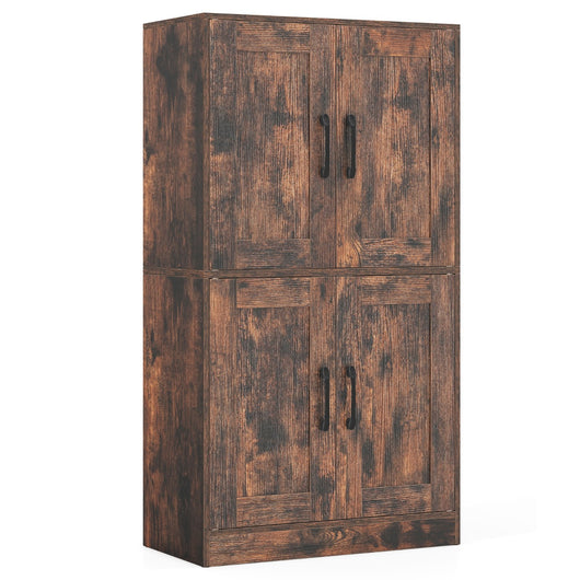 Mobile da bagno mobiletto da 110cm con 4 ante e ripiani regolabili, Mobile dispensa da cucina per soggiorno Marrone rustico-Armadietti da bagno