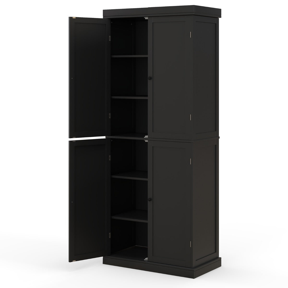 Dispensa da cucina a 4 ante con 6 ripiani 2 ripiani regolabili-Buffet Mobile credenza alto 184,5cm per sala da pranzo Nero