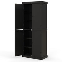 Dispensa da cucina a 4 ante con 6 ripiani 2 ripiani regolabili-Buffet Mobile credenza alto 184,5cm per sala da pranzo Nero