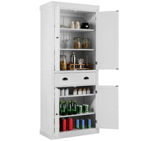 Mobile dispensa da cucina alto 183cm con ripiani regolabili 2 ante e cassetto-Mobile credenza da soggiorno Bianco