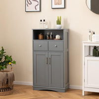 Mobile per bagno con 2 porte 2 cassetti e 2 ripiani regolabili-Organizzatore da pavimento 60x30x108cm Grigio