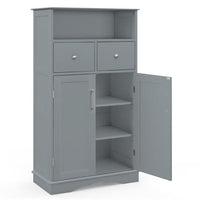 Mobile per bagno con 2 porte 2 cassetti e 2 ripiani regolabili-Organizzatore da pavimento 60x30x108cm Grigio