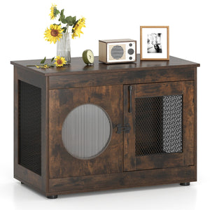 Gabbia per animali resistente ai morsi in metallo robusto per cani piccoli e medi, Mobile per cani cassetta per cuccioli in legno -Casette e lettini