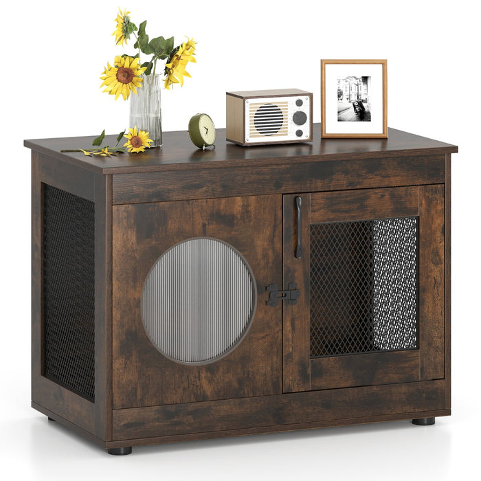 Gabbia per animali resistente ai morsi in metallo robusto per cani piccoli e medi, Mobile per cani cassetta per cuccioli in legno -Casette e lettini