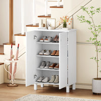 Mobile porta scarpe in legno stile rustico per ingresso-Organizer scarpe con 4 mensole rimovibili e 2 ante