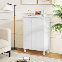 Mobile porta scarpe in legno stile rustico per ingresso-Organizer scarpe con 4 mensole rimovibili e 2 ante