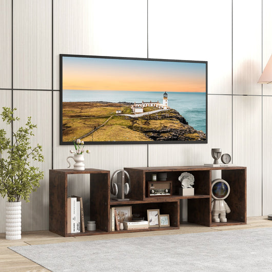 Mobile TV console a 2 pezzi con combinazione libera-Centro di intrattenimento minimalista per TV da 50-60pollici Marrone
