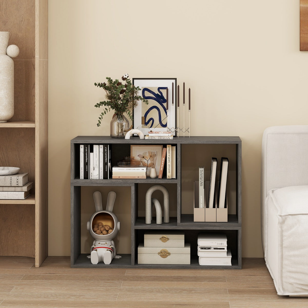 Mobile TV console a 2 pezzi con combinazione libera-Centro di intrattenimento minimalista per TV da 50-60pollici Grigio