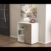 MOBILETTO 1 ANTA E 3 MENSOLE MARK BIANCO E ROVERE CHIARO