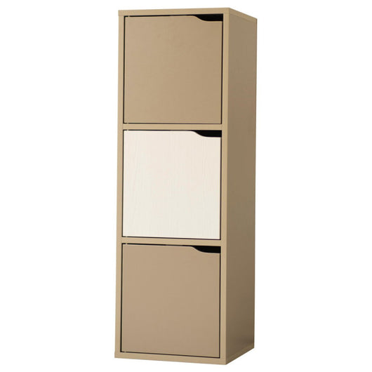 Mobiletto 3 Ante Miracle Tortora + Bianco Legno