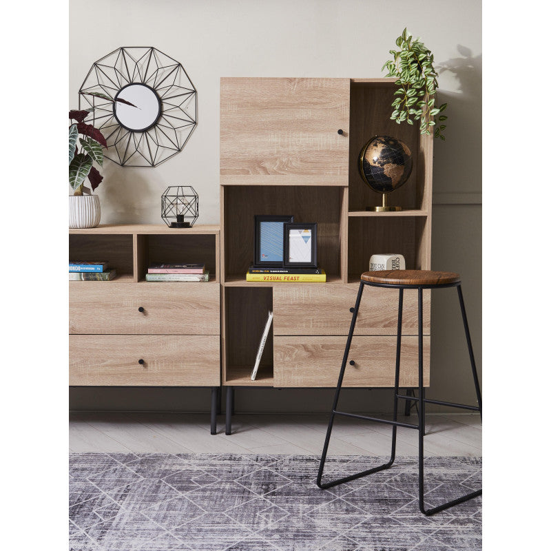 Mobiletto Arcadia 4 Vani A Giorno 2 Cassetti 1 Anta Naturale/grigio